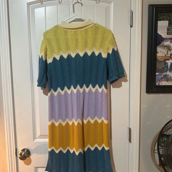 Heartloom Chevron Knit Dress in Cream, Yellow, and Blue - Picture 2 of 3
